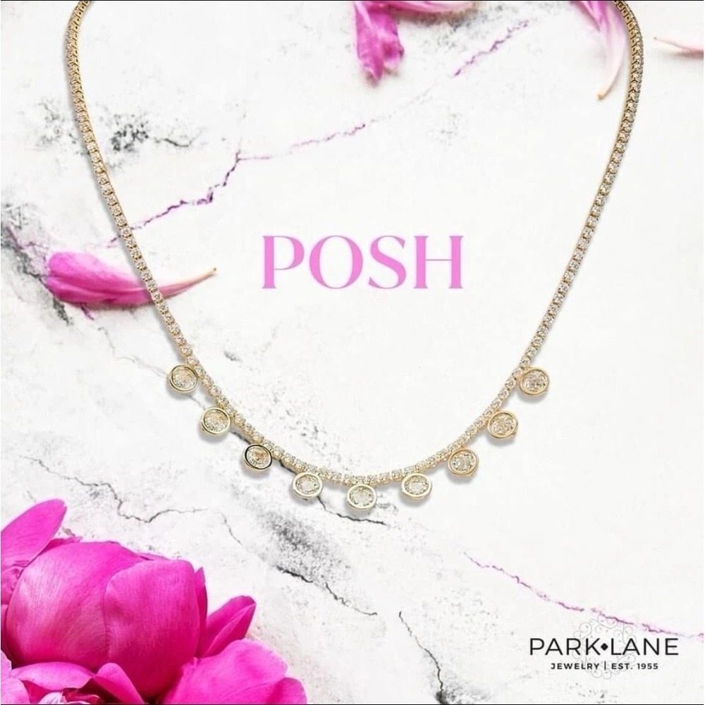 Park Lane Posh Tennis CZ Gold Necklace Retail Price $108 New In Box